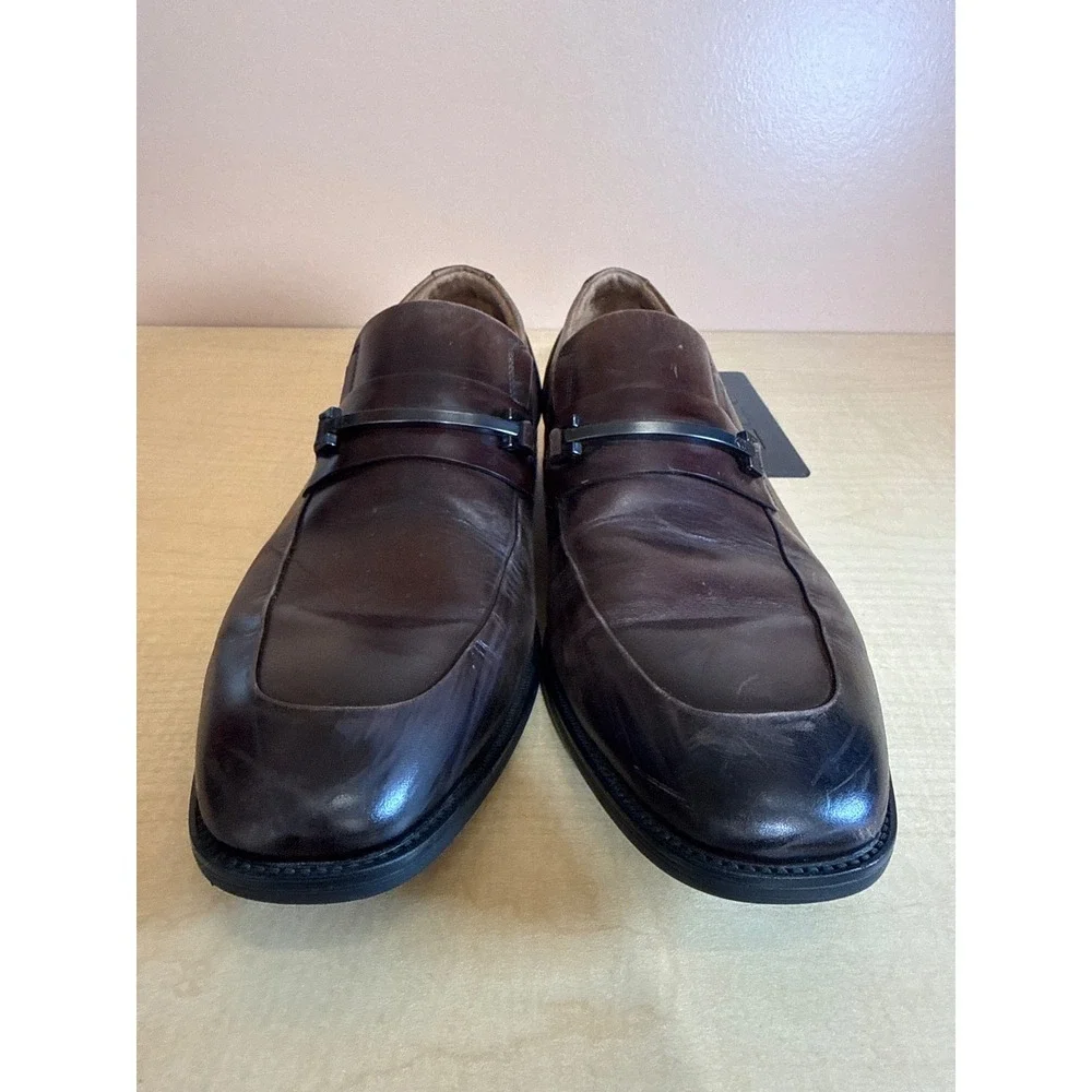 Kenneth Cole New York Mens Silver Technology Brown Leather Bit Loafers Size 10M
